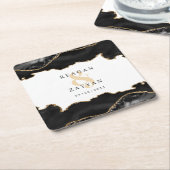 Schwarz-Gold-Marmor-Hochzeit Rechteckiger Pappuntersetzer (angewinkelt)