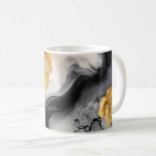 Schwarz-Gold-Marmor Kaffeetasse (VorderseiteRechts)