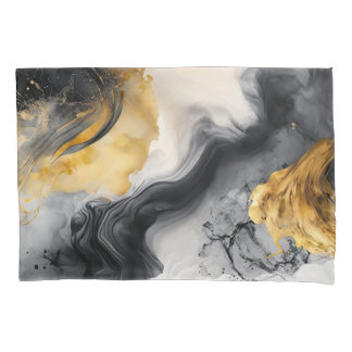 Schwarz-Gold-Marmor Kissenbezug