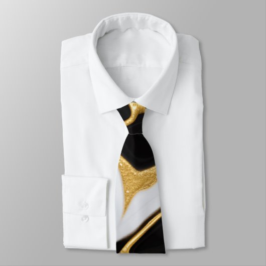 Schwarz-Gold-Marmor Krawatte (Gebunden)