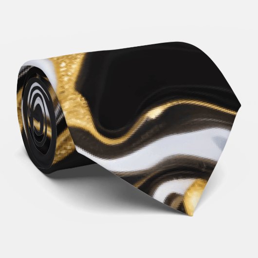 Schwarz-Gold-Marmor Krawatte (Gerollt)