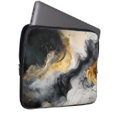 Schwarz-Gold-Marmor Laptopschutzhülle (Vorne Rechts)