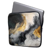Schwarz-Gold-Marmor Laptopschutzhülle (Vorderseite Links)