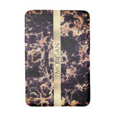 Schwarz+Gold Marmor LG Gold Streifen Name+Monogram Badematte (Vorderseite Vertikal)