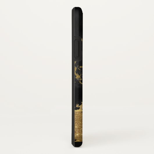 Schwarz-Gold-Marmor mit Goldfolie und Glitzer Case-Mate iPhone Hülle (Hinten/Rechts)