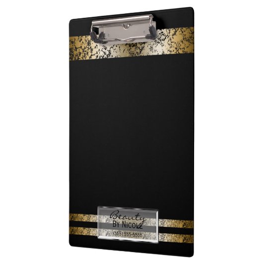 Schwarz-Gold-Marmor Moderne Mode Personalisiert Klemmbrett (Links)