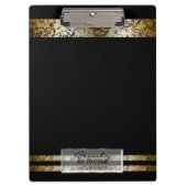Schwarz-Gold-Marmor Moderne Mode Personalisiert Klemmbrett (Vorderseite)