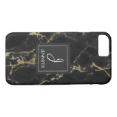 Schwarz-Gold-Marmor-Monogramm Case-Mate iPhone Hülle (Rückseite (Horizontal))