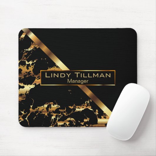 Schwarz-Gold-Marmor Mousepad (Mit Mouse)