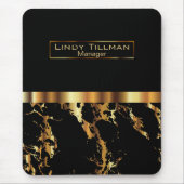 Schwarz-Gold-Marmor Mousepad (Vorne)