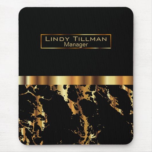 Schwarz-Gold-Marmor Mousepad (Vorne)
