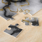 Schwarz-Gold-Marmor-Muster in Weiß Puzzle (Seite)