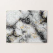 Schwarz-Gold-Marmor-Muster in Weiß Puzzle (Horizontal)