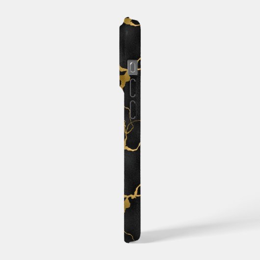 Schwarz-Gold-Marmor-Muster iPhone Hülle (Linke Seite)