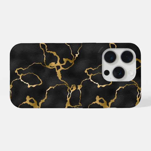 Schwarz-Gold-Marmor-Muster iPhone Hülle (Rückseite (Horizontal))