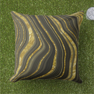 Schwarz-Gold-Marmor-Muster Kissen