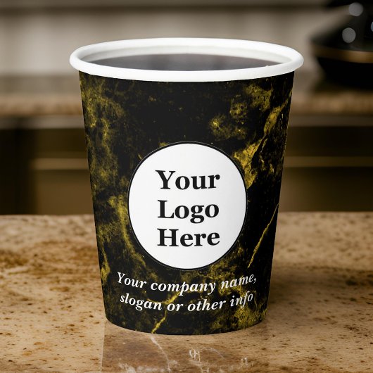 Schwarz-Gold-Marmor Pappbecher