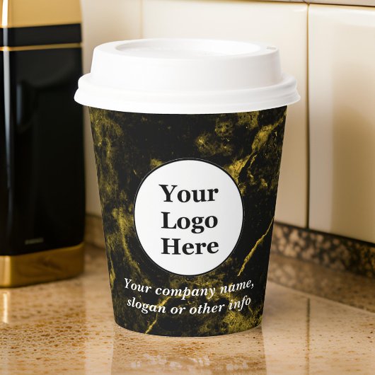 Schwarz-Gold-Marmor Pappbecher