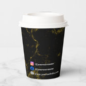 Schwarz-Gold-Marmor Pappbecher (Rückseite)