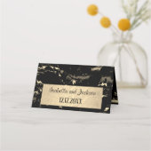 Schwarz-Gold-Marmor Platzkarte (Rückseite)