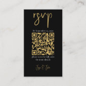 Schwarz-Gold-Marmor, QR-Code Hochzeit RSVP Begleitkarte (Vorderseite)