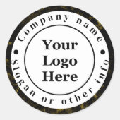 Schwarz-Gold-Marmor Runder Aufkleber (Vorderseite)