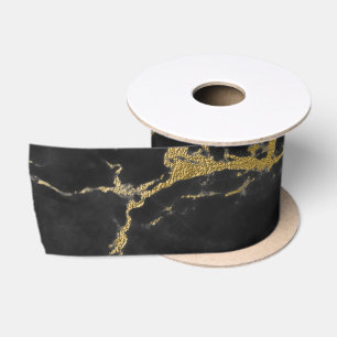 Schwarz-Gold-Marmor Satinband