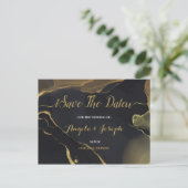 Schwarz-Gold-Marmor Save the Date Postkarte (Stehend Vorderseite)