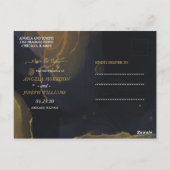 Schwarz-Gold-Marmor Save the Date Postkarte (Rückseite)