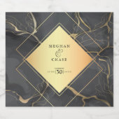 Schwarz-Gold-Marmor Schaumweinetikett (Einzelnes Label)