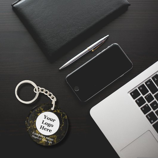 Schwarz-Gold-Marmor Schlüsselanhänger