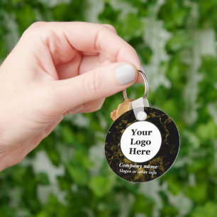 Schwarz-Gold-Marmor Schlüsselanhänger