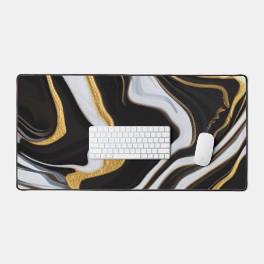 Schwarz-Gold-Marmor Schreibtischunterlage (Tastatur & Maus)