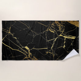 Schwarz-Gold-Marmor Strandtuch