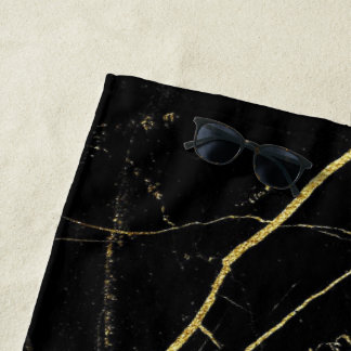 Schwarz-Gold-Marmor Strandtuch