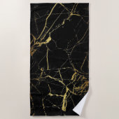 Schwarz-Gold-Marmor Strandtuch (Vorderseite)