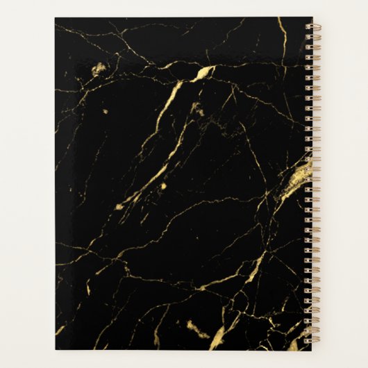 Schwarz-Gold-Marmor-Terminkalender Planer (Rückseite)