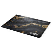 Schwarz-Gold-Marmor-Textur Personalisiert Schneidebrett (Ecke)