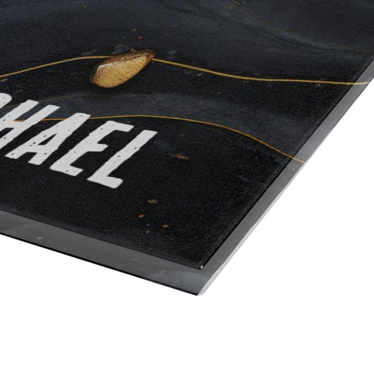 Schwarz-Gold-Marmor-Textur Personalisiert Schneidebrett (Ecke)