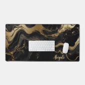 Schwarz-Gold-Marmor-Textur Personalisiert Schreibtischunterlage (Tastatur & Maus)