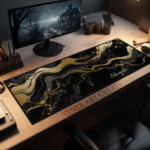 Schwarz-Gold-Marmor-Textur Personalisiert Schreibtischunterlage