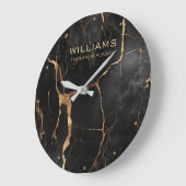 Schwarz-Gold-Marmor-Uhren Personalisiert Große Wanduhr (Winkel)