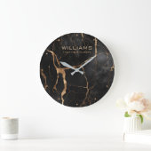 Schwarz-Gold-Marmor-Uhren Personalisiert Große Wanduhr (Zuhause)