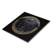 Schwarz-Gold-Medusa-Mauer mit griechischem Schlüss Fliese (Seite)