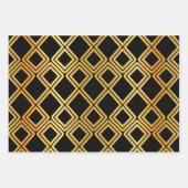 Schwarz, Gold mehrgemustert Geschenkpapier Set (Vorderseite 3)