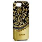 Schwarz-Gold-Metallic-Look mit Damasken Case-Mate iPhone Hülle (Rückseite/rechts)