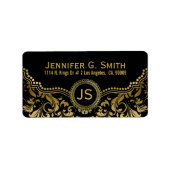 Schwarz-Gold-Metallic-Quatrefolien-Muster 3 Adressaufkleber (Vorne)