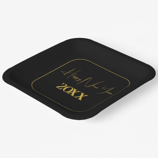 Schwarz-Gold-Minimal für jedes Jahr Pappteller (Gewinkelt)