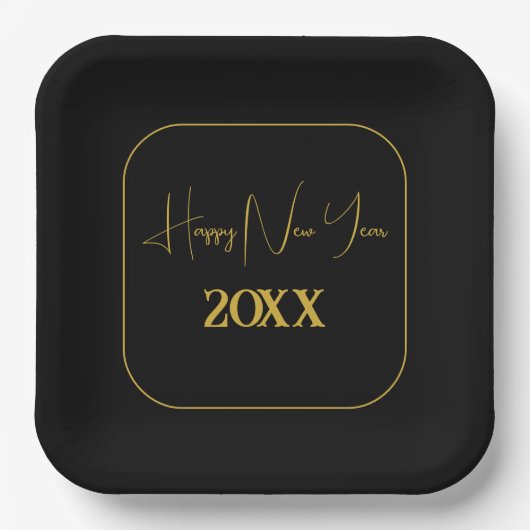 Schwarz-Gold-Minimal für jedes Jahr Pappteller (Vorderseite)