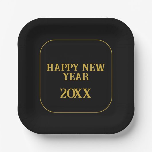 Schwarz-Gold-Minimal Pappteller (Vorderseite)